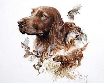 Irish Setter Watercolor Print: Signed Dog Art by Valery Siurha