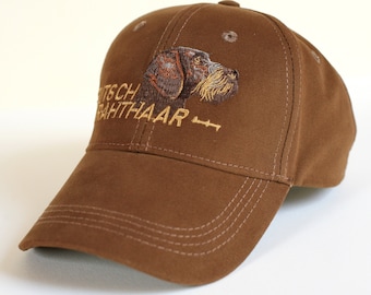 Embroidered German Wirehaired Pointer Hat: Cotton Hunting Cap