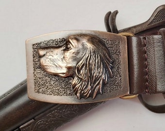 English Springer Spaniel Belt: Bronze Buckle, Calfskin Leather