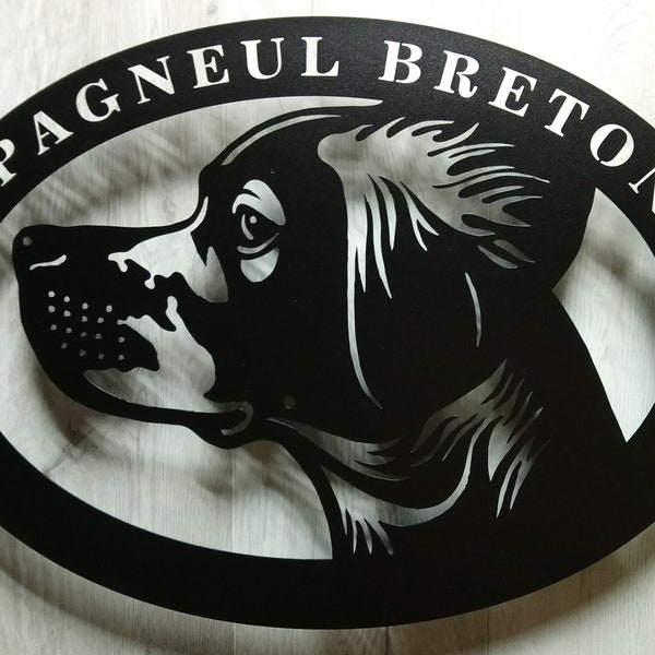 Panneau en métal Epagneul breton, art mural, épagneul breton français, art épagneul breton, chien breton, art de chien, décoration d'intérieur, décoration de porche