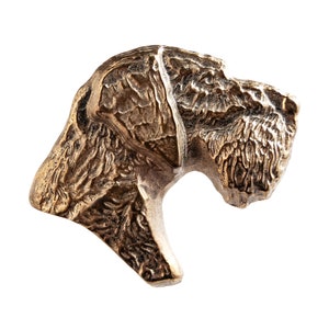 German Wirehaired Pointer Bronze Pin: Hunting Dog Breed Gift