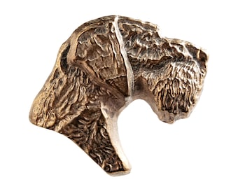 German Wirehaired Pointer Bronze Pin: Hunting Dog Breed Gift
