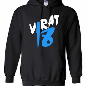 Virat Kohli 18 Cricket India Sports Men&#39;s Hoodie Hood Hoody Size S to 2XL