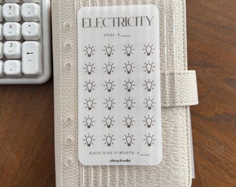 Reto de ahorro en la factura de la luz / Rastreador de ahorros en papel vegetal mate A6