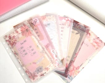 Desafío de ahorro en artículos de papelería romántica y sobres / Relleno de efectivo A6