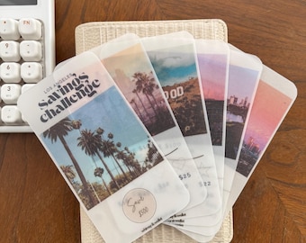 Desafío de ahorro inspirado en Los Ángeles / Ahorre 500 / Rastreador de ahorros en papel vitela mate A6