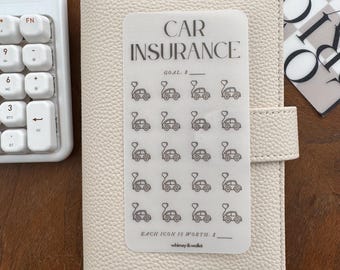 Desafío de ahorro en seguros de coche / Rastreador de ahorros en papel vegetal mate A6