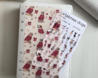 Reto de ahorro navideño con perros y sobre / Sobre A6 de papel vegetal mate