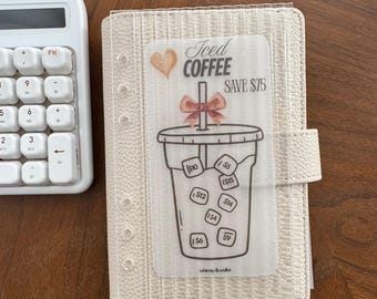 Iced Coffee Savings Challenge | Save 75 | Vellum A6 Savings Tracker