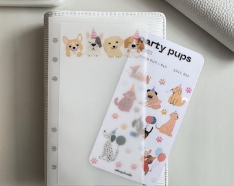 Desafío de ahorros de Party Pups y sobre / Sobre de vitela mate A6