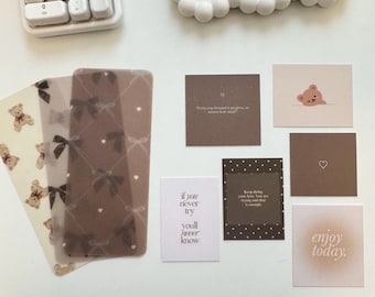 Tarjetas decorativas para carpetas A6 / Insertos de planificador en marrón neutro