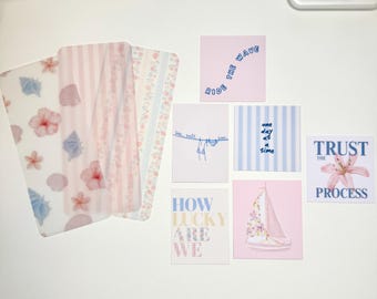 Tarjetas decorativas para carpetas / Insertos para planificadores con estilo shabby chic costero