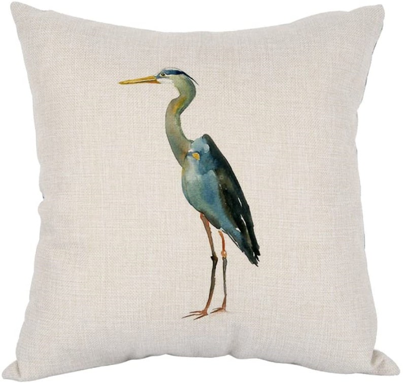 Blue Heron Pillow Cover / Blue Heron Decor / Bird Pillow / Etsy