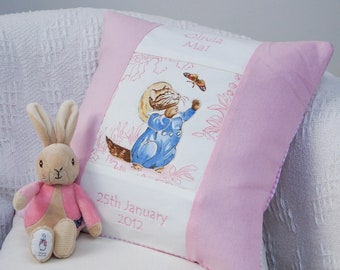 Tom Kitten Cushion Pink - Beatrix Potter© Cushion - Beatrix Potter Pillow - New Baby Cushion -Personalized Pillow - Handmade Gift -New Baby