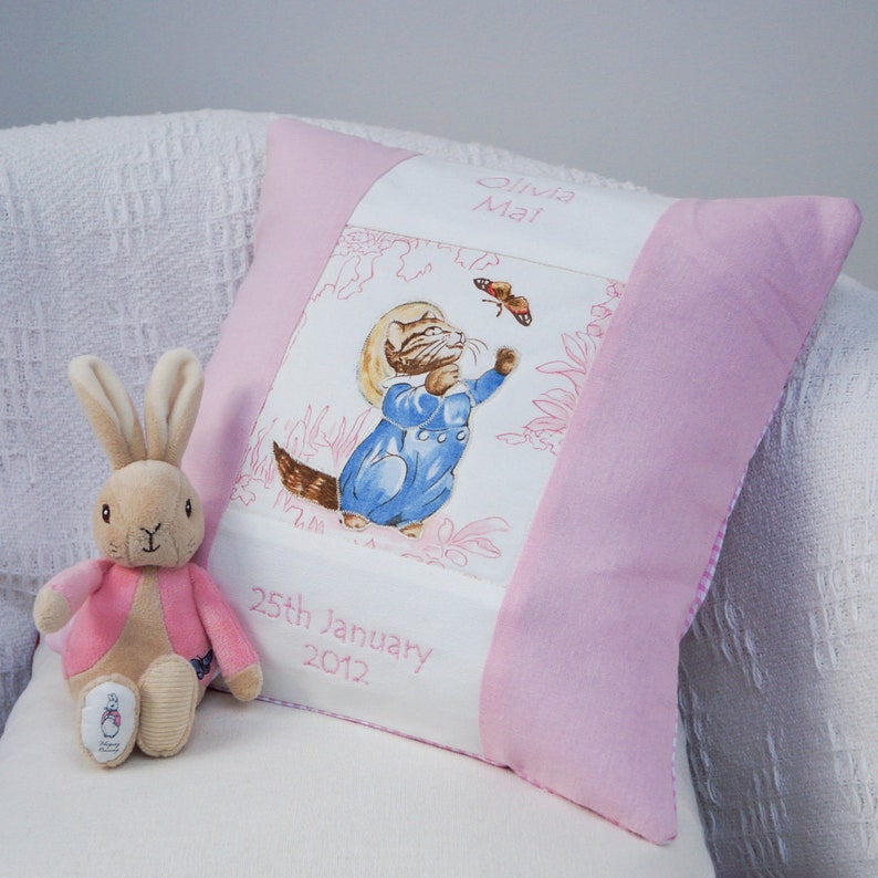 Tom Kitten Cushion Pink Beatrix Potter© Cushion Beatrix Potter Pillow New Baby Cushion Personalized Pillow Handmade Gift New Baby image 1