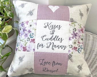 Hugs and cuddles for Grandma  Cushion  - Personalised Mum Cushion - Personalized Gift For Mummy - Embroidered Mother Cushion - Grandma