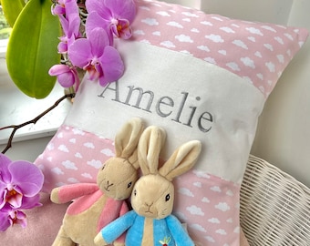 Cloud Name Cushion Pink, pink cushion, cloud cushion, nursery cushion, girls cushion, baby cushion, baby gift,