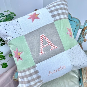 Cojín con el alfabeto para bebé - Almohada con el alfabeto personalizada - Cojín con el nombre del nuevo bebé - Regalo de primer cumpleaños - Regalo de bautizo - Decoración de guardería