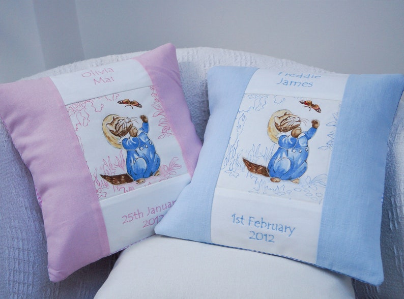 Tom Kitten Cushion Pink Beatrix Potter© Cushion Beatrix Potter Pillow New Baby Cushion Personalized Pillow Handmade Gift New Baby image 6