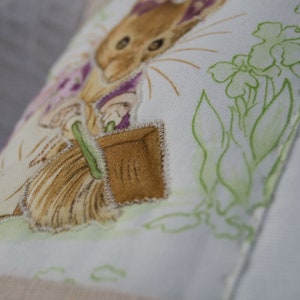 Beatrix Potter© Patchwork Name Cushion Natural, beatrix potter cushion, childrens cushion, nursery cushion, peter rabbit cushion, flopsy image 7