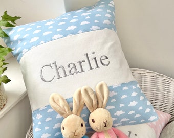 Cloud Name Cushion Blue, blue cushion, baby cushion, cloud cushion, boys cushion, newborn cushion, newborn gift