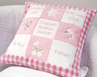 Personalised Pink Memory Cushion** - Memory Cushion - New Baby Gift - Memory Pillow - Christening Gift - Newborn Baby Girl