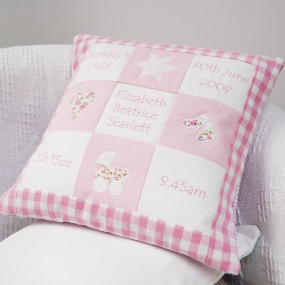 personalised baby girl cushion