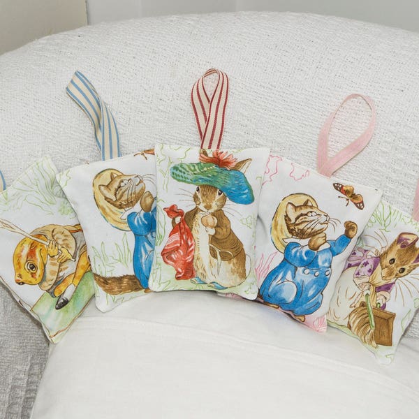 Beatrix Potter© Lavender Sachets, illustrations, lavender bags, lavender scents, smellies, peter rabbit sachet, tom kitten, mrs tittlemouse