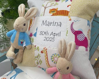 Cojín personalizado con animales de la selva, bordado, decoración para habitación infantil, regalo para bebé