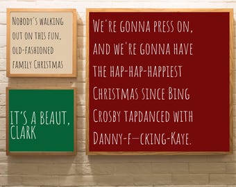 Set of 3 Griswold Christmas Vacation Movie Prints | Festive Wall Art | Square Prints
