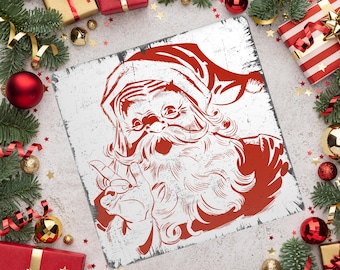 Vintage Santa Claus Illustration – Square Format Digital Download