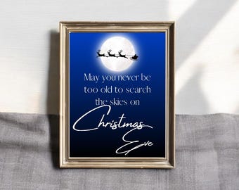 Santa Sleigh Christmas Eve Quote Art Print (Digital Download)