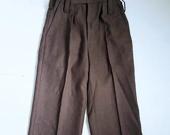 Vintage 1940s high waisted brown wool trousers military army pants