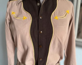 1950s Western shirt gaberdine women's XXS/ kids, snap buttons