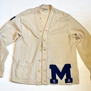 Vintage Varsity Letterman Cardigan 1950s Letter M