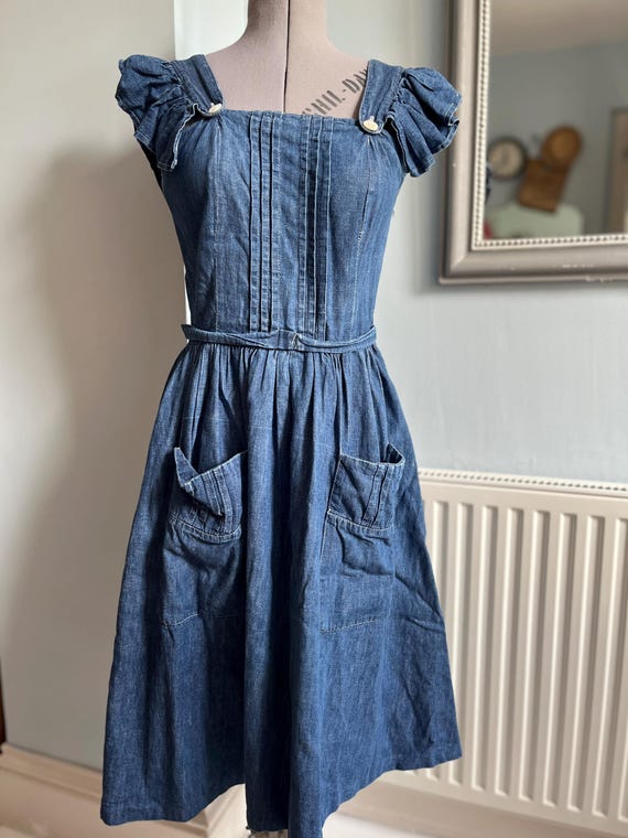 white christmas dresses Oversized Overall Pinafore Denim Dress main image 0