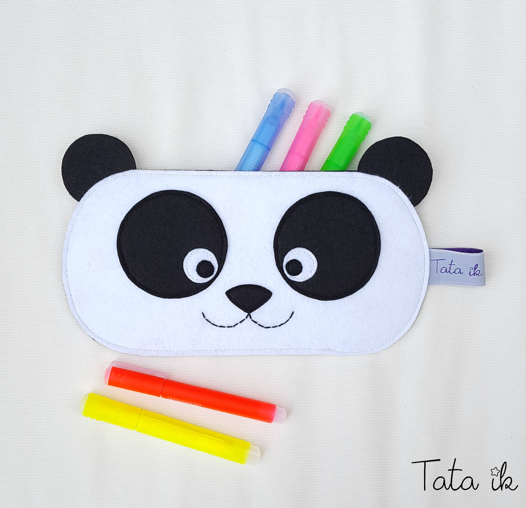 Trousse Enfant, Trousse Panda, École, Maternelle, Scolaire, Feutrine, Fait Main, Fourniture Tata Ik,