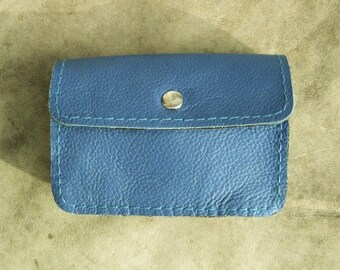 Multifunctional bag, light blue upcycled cowhide