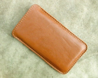 Smartphone bag light brown recycled cowhide
