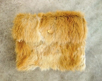 Wallet XS, soft recycled fur orange-light brown