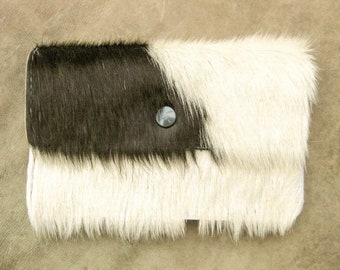 Portefeuille XL-XXL neuf en cuir de vache souple blanc-noir