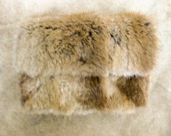 Wallet M, recycled fur light-medium brown, very soft