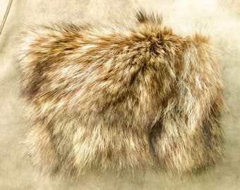 Wallet XL, recycled fur medium brown-brown-black-natural white-yellow