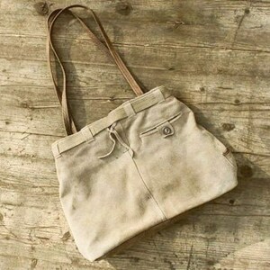 Recycled cowhide leather shoulder bag, traditional leather bag, grey image 4