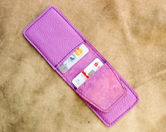 MINI EC card case soft new leather purple