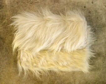 Mini case made of soft recycled fur, natural white, champagne and pale yellow