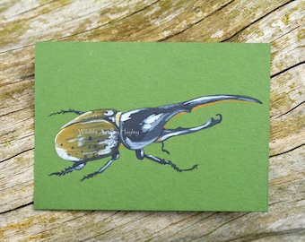 Hercules beetle art, nature ACEO
