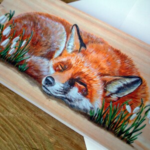 Fox greetings card, red fox in snowdrops art card, recycled card image 7