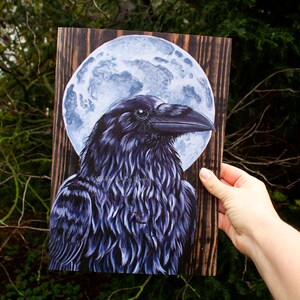 A4 art print, raven, full moon series