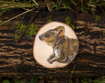 Quokka painting on a recycled wood slice, nature lover